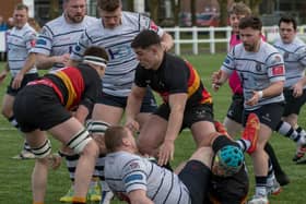 Action from Hoppers' 99-0 win over Kirkby Lonsdale (photo: Mike Craig)