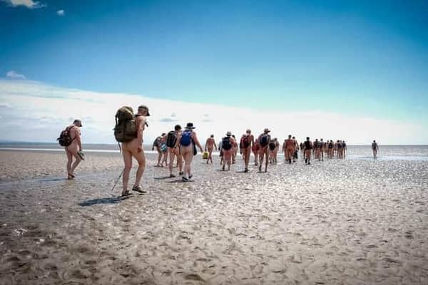 Naturists will take a stroll across Morecambe Bay this June.