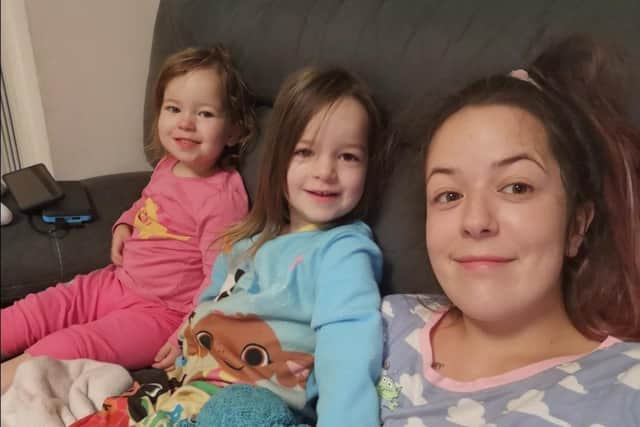 Emily McKechnie with her two daughters Lilah and Mia who also suffer from XLH.