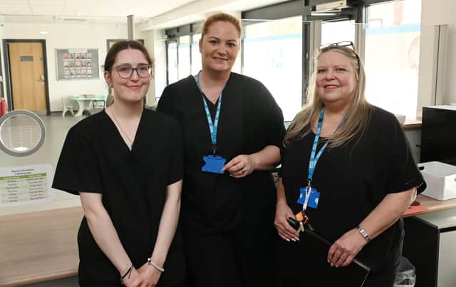 Staff members ( from left), Leah Seddon, Jenna Mawdesley and Deb Clay