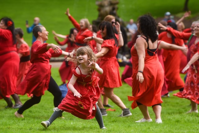 People of Preston dress as Kate Bush in Avenham and Miller Park for The Most Wuthering Heights Day Ever