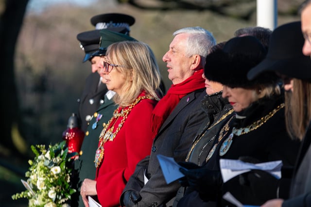 Chorley mayor Coun Julia Berry and Chorley MP and Speaker of the House of Commons Lindsay Hoyle were among those in attendance at the memorial service held at Astley Park. Photo: Kelvin Stuttard