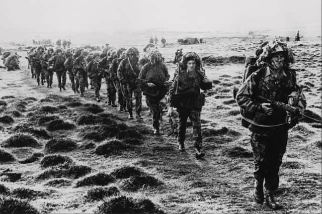 British troops in action in the Falklands