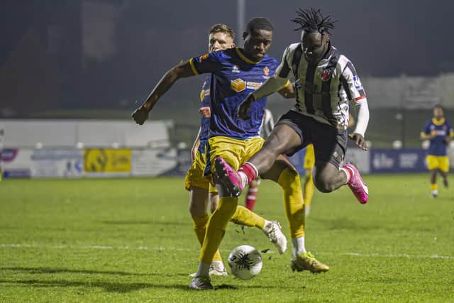 Justin Johnson in action for Chorley against Spennymoor Town (photo: David Airey/dia_images)