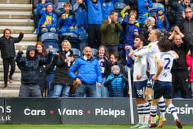 Preston North End's Tom Cannon celebrates scoring the opening goal against Reading