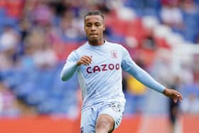 Cameron Archer warming up before Aston Villa's Premier League game against Crystal Palace.