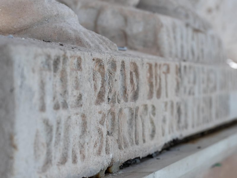 The inscription, "The dead but sceptred Sovrans, who still rule Our spirits from their urns" was adapted by the poet Byron from Pericles' funeral oration
