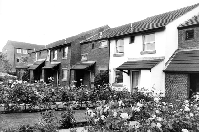 New Town rented housing around Alderfield, off Hill Road South in Penwortham. The homes were short terraces angled to avoid straight-line uniformity
