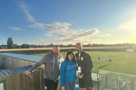Rainbow Hub's Vicki Cunningham with David Dempsey left and James (Kirky) McCulloch
