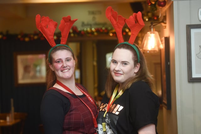 Free Christmas lunch at the Toby Carvery in St Annes. Pictured are Tilly Sullivan and Matilda Hart.