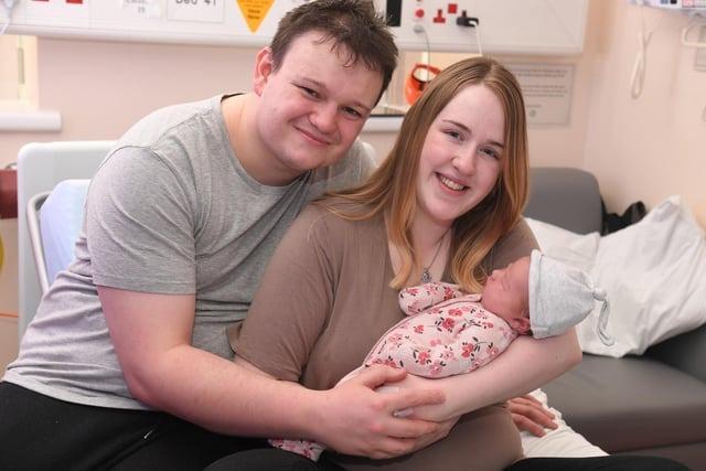 Baby Parkinson, born January 23 at 02:50 weighing 8lb 10, to Monica and Tom Parkinson from Chorley