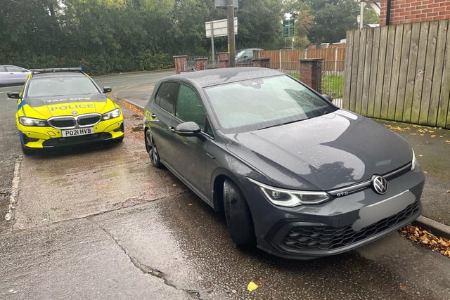 This VW Golf had been responsible for numerous speeding offences in the Lancashire area in recent weeks and was stopped on October 12 by patrols.
The driver had just bought the vehicle but hadn't checked the tyres, which were bald. The driver was reported.