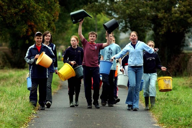 A group of sponsored charity water carriers at Grimsargh