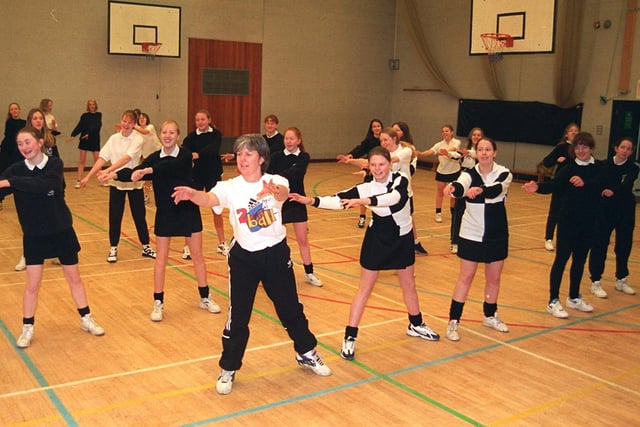The pupils and staff of Broughton High School, near Preston, join in a sponsored aerobics in aid of Help the Aged