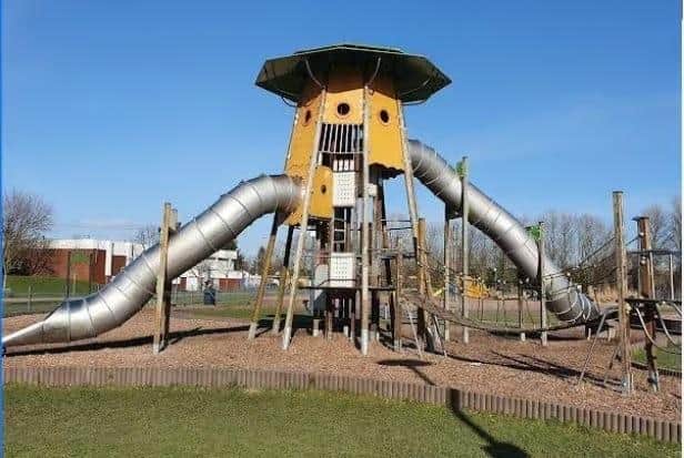 The much-loved slide tower before it was burned down.