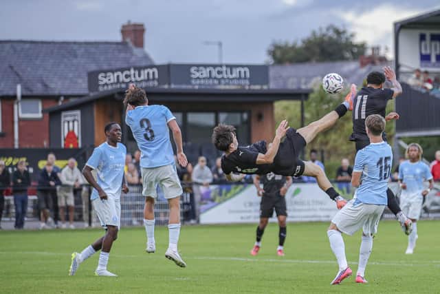 Jacob Cummins scores with a spectacular bicycle kick (photo: David Airey/dia_images)