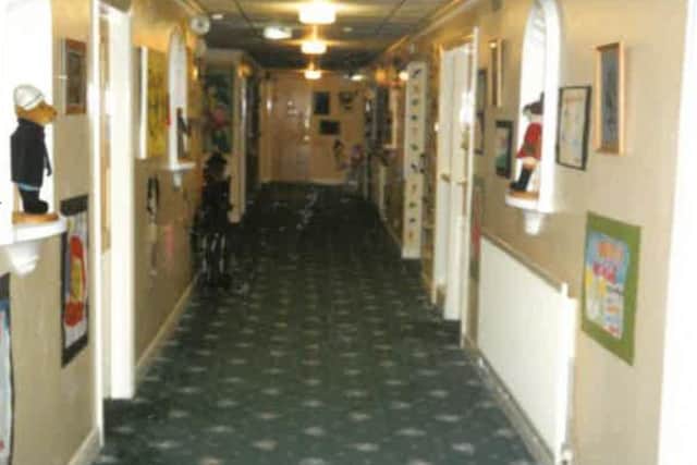 How the bedroom corridor used to look at Derian House in 1993