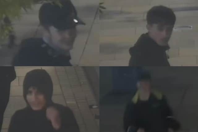 Police are looking to identify these four suspects following a robbery in Preston city centre (Credit: Lancashire Police)