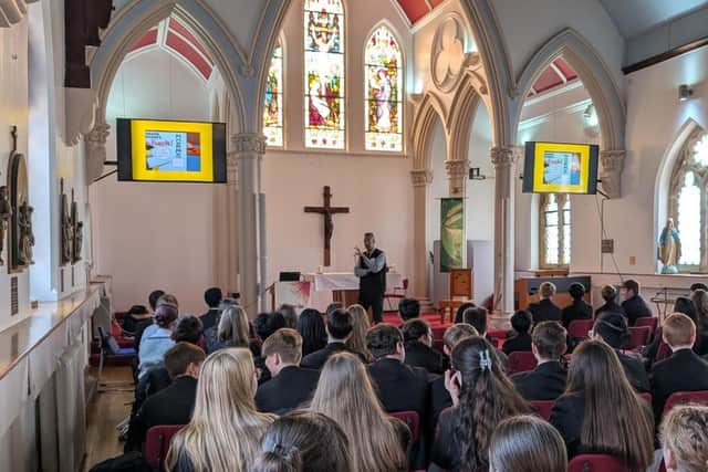 Simon delivering his maths masterclass at St Mary's Catholic Academy