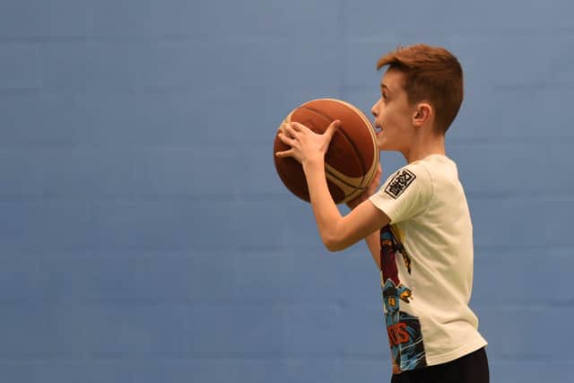 Under 9s Preston Basketball Club, in training at St Augustine's Leisure centre, Preston.