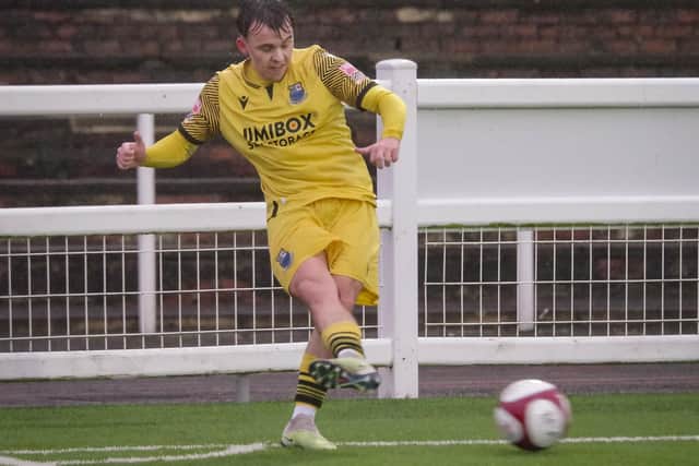 Daniel Edwards was on target for Bamber Bridge against Morpeth (photo: Ruth Hornby)