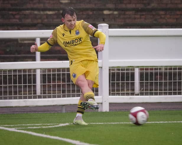 Daniel Edwards was on target for Bamber Bridge against Morpeth (photo: Ruth Hornby)