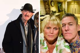 Left: The late actor Dean Sullivan pictured in 2018.  (Photo by Richard Martin-Roberts/Getty Images). Right: Vicky Entwistle with her husband Andy. (Photo from @vicky_entwistle on Twitter).