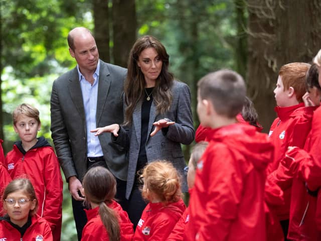 The Prince and Princess of Wales visit a school where outdoor learning is prioritised within the day-to-day curriculum to enhance children's physical and mental wellbeing. Photo: David Rose via Getty Images