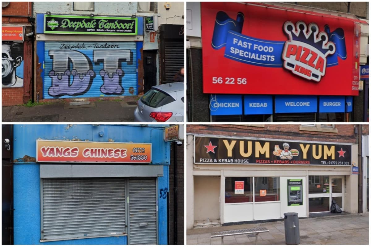 The takeaways in Preston with a one or two-star hygiene rating after inspection by the Food Standards Agency