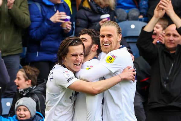 Preston North End's Tom Cannon celebrates scoring the opening goal against Reading
