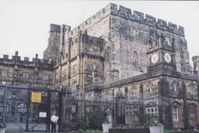 Outside Lancaster Castle Prison.