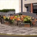 How the new beer garden would look if the appeal is successful (Image: Harrison Ince Architects).