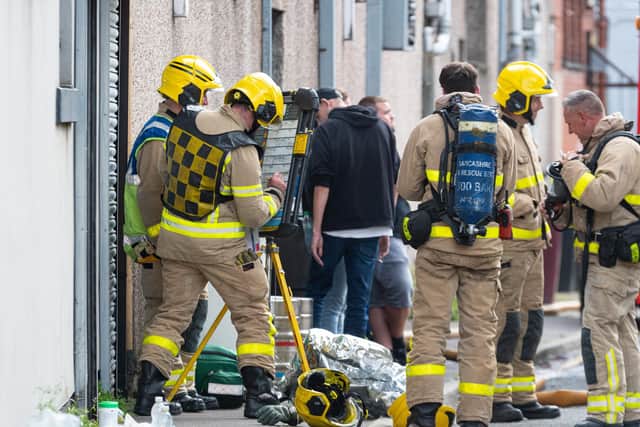 Fire crews attend the scene of a fire at The Turf pub on Yorkshire Street, Burnley. Photo: Kelvin Lister-Stuttard