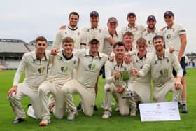 Longridge celebrate with the county cup (photo: Lancashire Cricket Foundation)