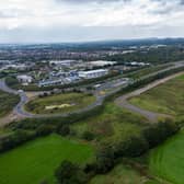 One of the access points to the new Lancashire Central development will be from the roundabout at the end of the M65, close to the DVSA enforcement check site (image: Kelvin Lister-Stuttard)
