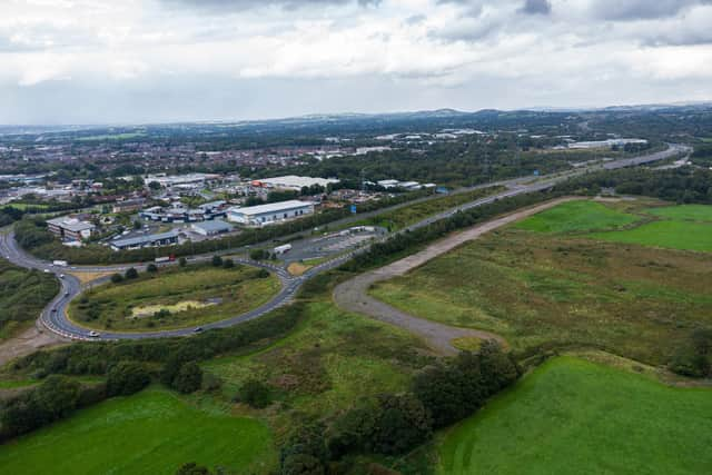 One of the access points to the new Lancashire Central development will be from the roundabout at the end of the M65, close to the DVSA enforcement check site (image: Kelvin Lister-Stuttard)