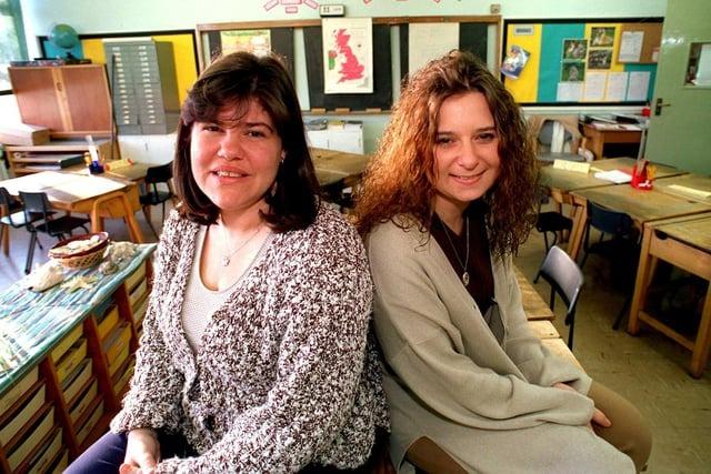 New teachers at Howick CE Primary school near Preston, from left, Helen Maden class 2 and Jane Lambert class 3 - pictured in 1999