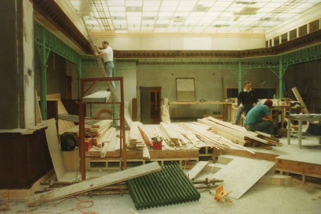 Workers continue to transform the former NatWest Bank in Preston's FIshergate