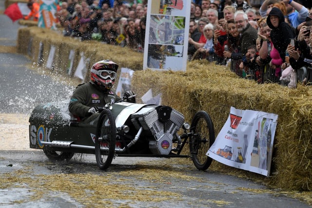 The crowd was enthralled by the thrills and spills of the Longridge Soap Box Derby.