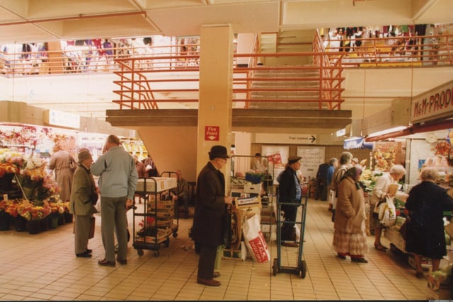 This image from 1990 shows a bustling Preston Indoor Market