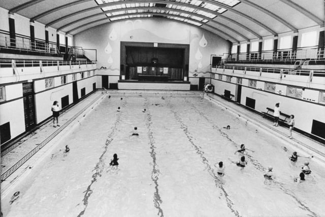 This image is undated but it again shows the grandeur inside the large swimming baths