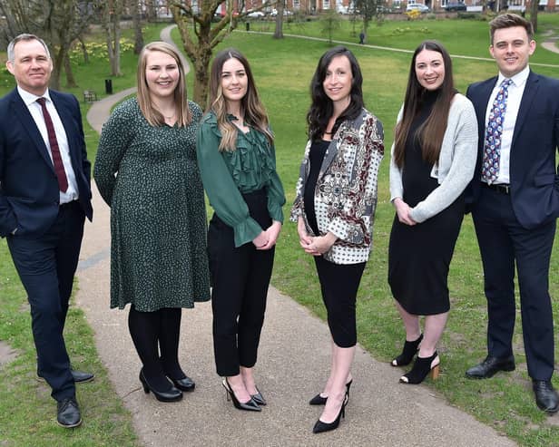 Harrison Drury has made a raft of promotions. Left to right, John Chesworth, Holly Radcliffe, Megan Normoyle, Hannah Hughes, Rebecca Patience and Alex Walmsley.jpg