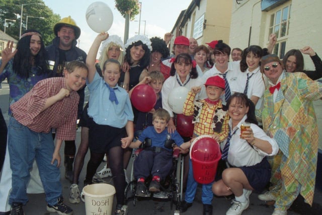 Mature "students" took to the streets of Bamber Bridge and Walton-le-Dale for a fancy dress pub crawl to raise money for a child with cerebral palsy. Dressed as pupils of the legendary St Trinian's, the football team of Walton-le-Dale's Sir Robert Peel pub, plus the parents of wheelchair-bound Joshua Newsham and frends, toured the area's pubs to boost an appeal to send the seven-year-old to Hungary's Peto Institute so he can receive their revolutionary intensive physiotherapy treatment