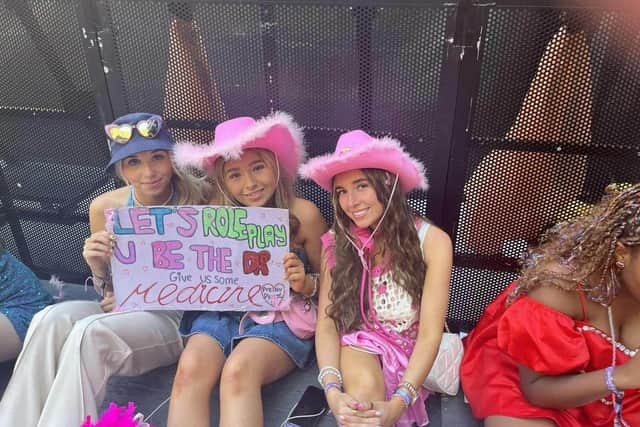 Ready for the Harry Styles are (left to right) friends Olivia Ingham and Steph Hewitt with Roisin Ahern who they met at the gig