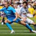 Preston North End's Stefan Thordarson shields the ball from Leeds United's Brenden Aaronson Picture: Alex Dodd/CameraSport