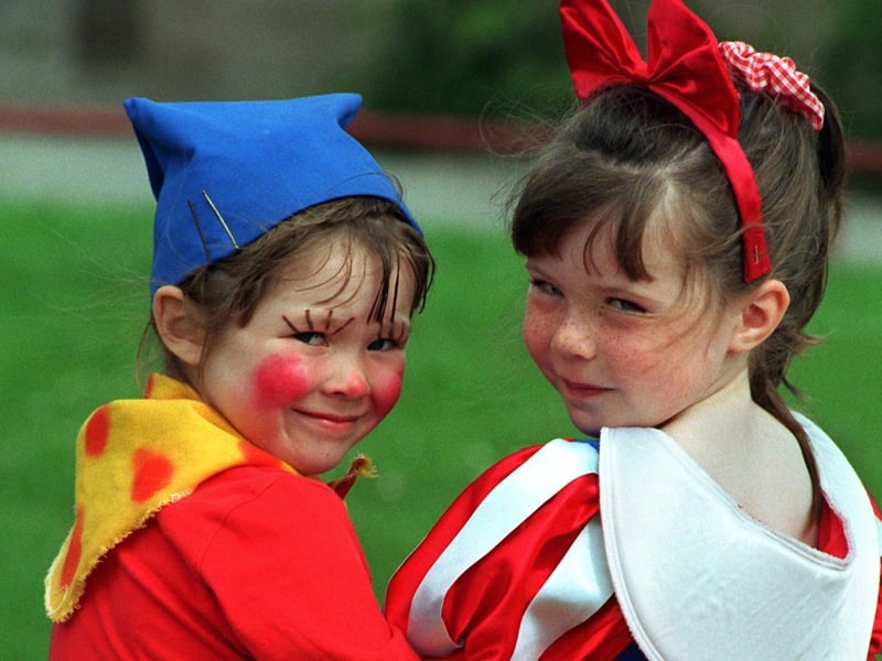 Pupils from St. Anthony's RC Primary school, Fulwood, Preston, dressed in fancy dress as part of the schools book week. Reception pupils Heather Walker (left) and Stephanie Westray, both aged five, are dressed as Noddy and Snow White