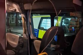 The damage caused to the taxi screen.