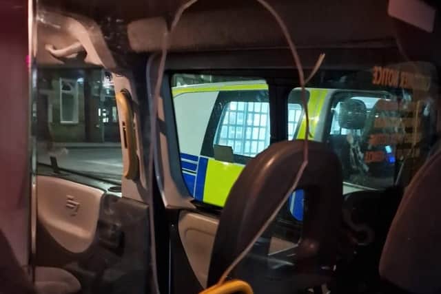 The damage caused to the taxi screen.