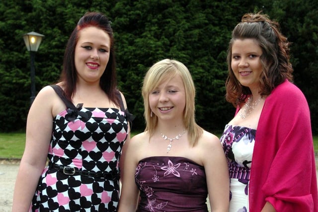 From left, Hannah Foster, Amy Furness, and Laura Bradbury, at the 2008 leavers ball for Ashton Community Science College, held at Bartle Hall