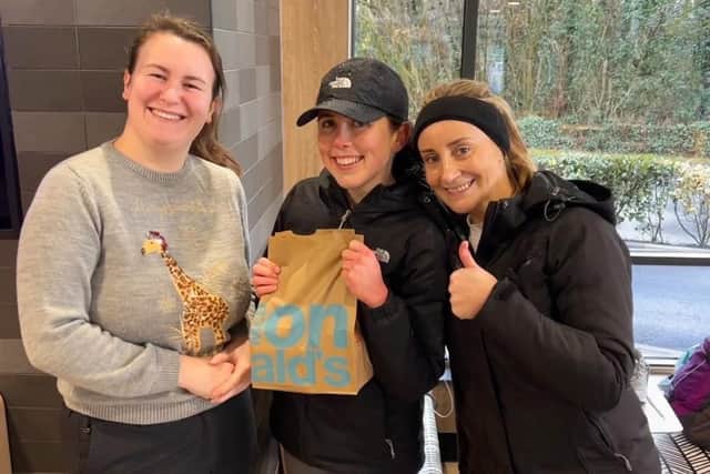 "I'll have that to go please!" Alicia and Holly rang the McDonalds at the Capital Centre and spoke to Jo, who kindly donated a meal and a drink each